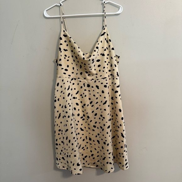 Astr the Label Sasha Cream Animal Print Cowl Neck Mini Slip Dress XL Party - Picture 1 of 8